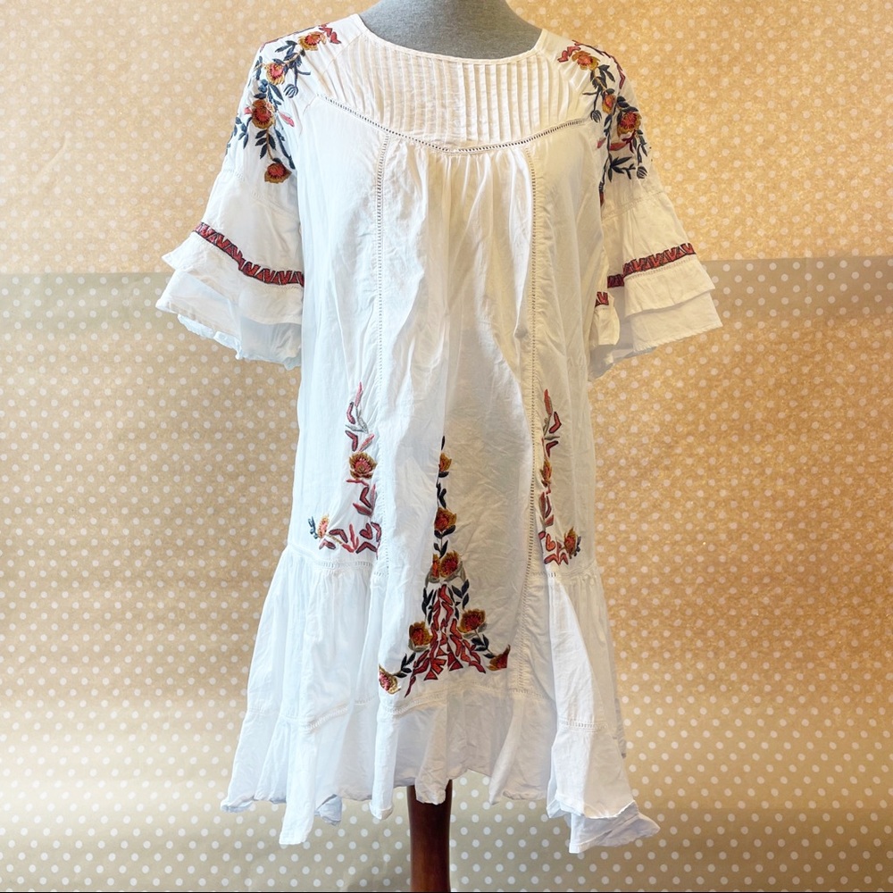 Free People White Embroidered Dress